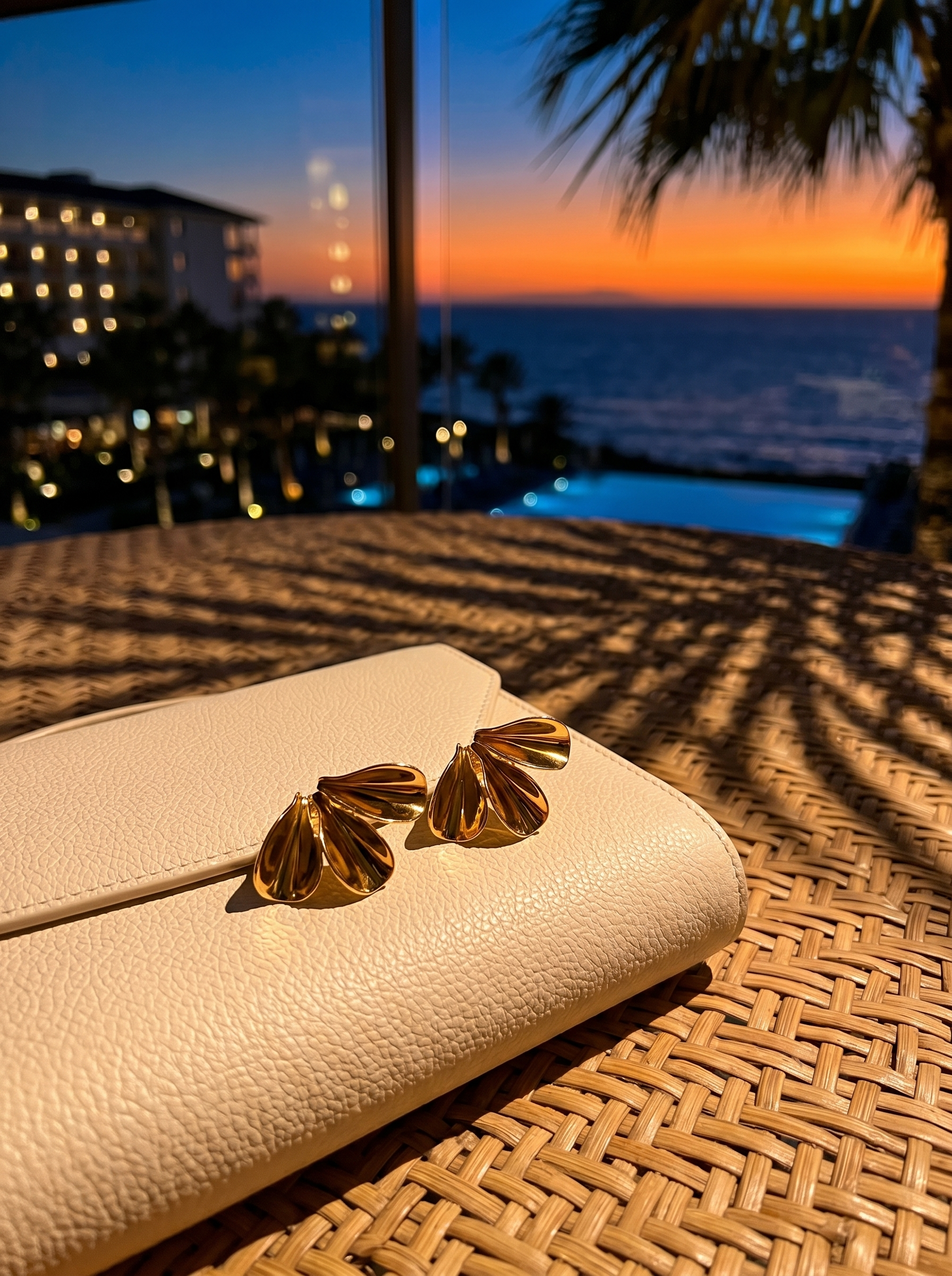 Awaii Gold Fan Drop Earrings